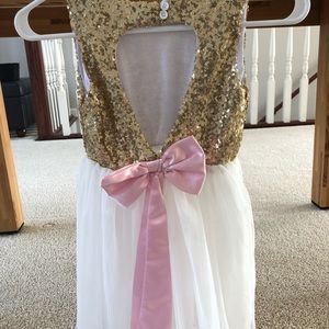 Girls dress - gold and white